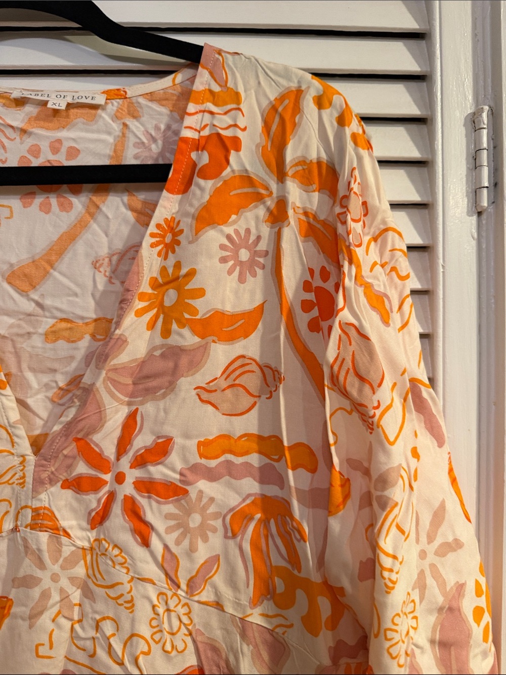 Women’s Floral Orange & Cream Swim Coverup Tunic - Picture 2 of 3